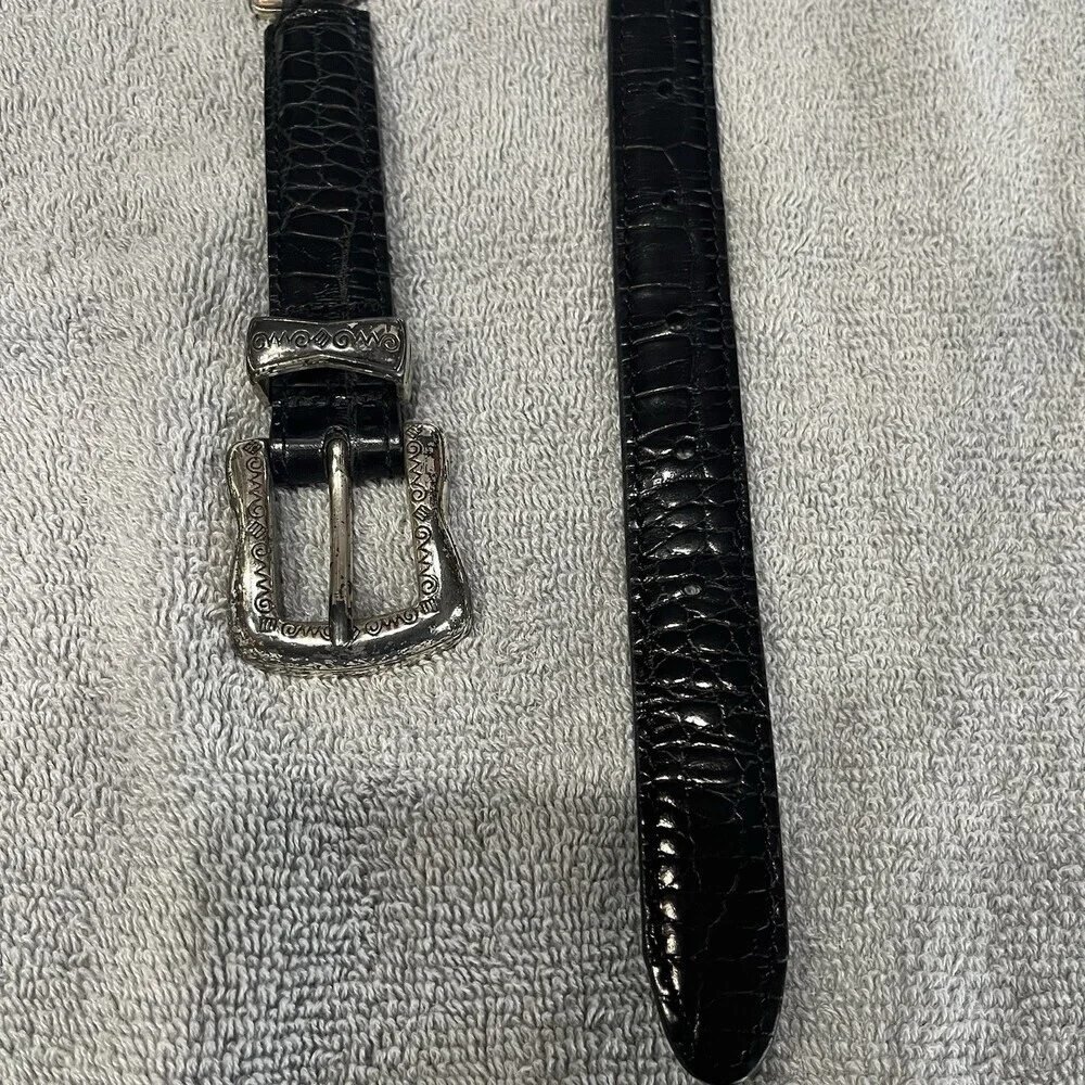 Vtg Brighton Black Leather & Chain Link Belt 1996 M/L Classic‎ 90’s